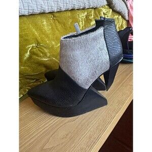 UN UNITED NUDE Edge Women's US 6 Black/gray Leather Ankle Boots Pointed Platform